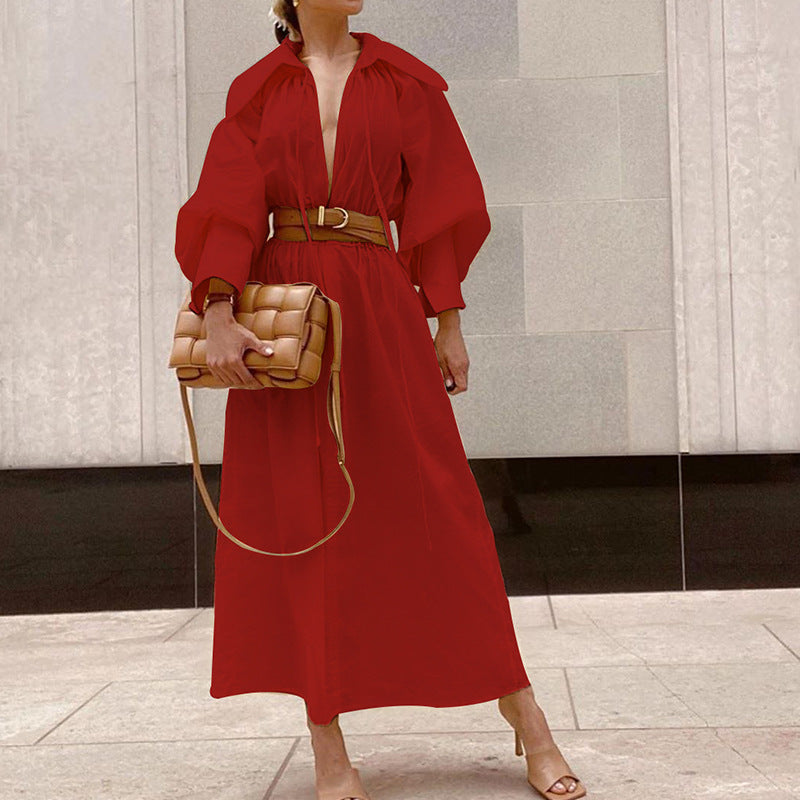 Women's Long Sleeve Loose Mid-length Dress