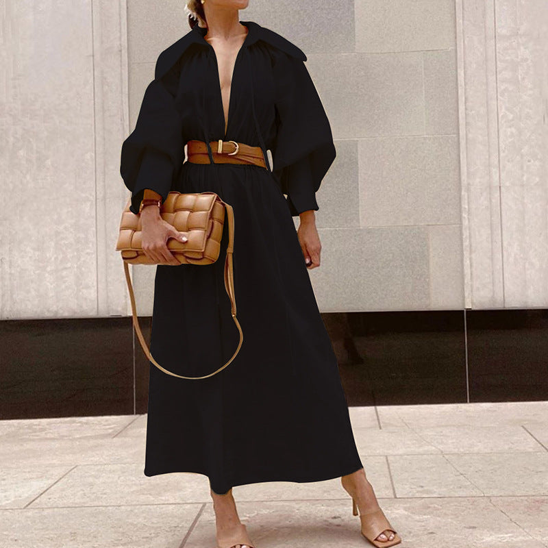 Women's Long Sleeve Loose Mid-length Dress