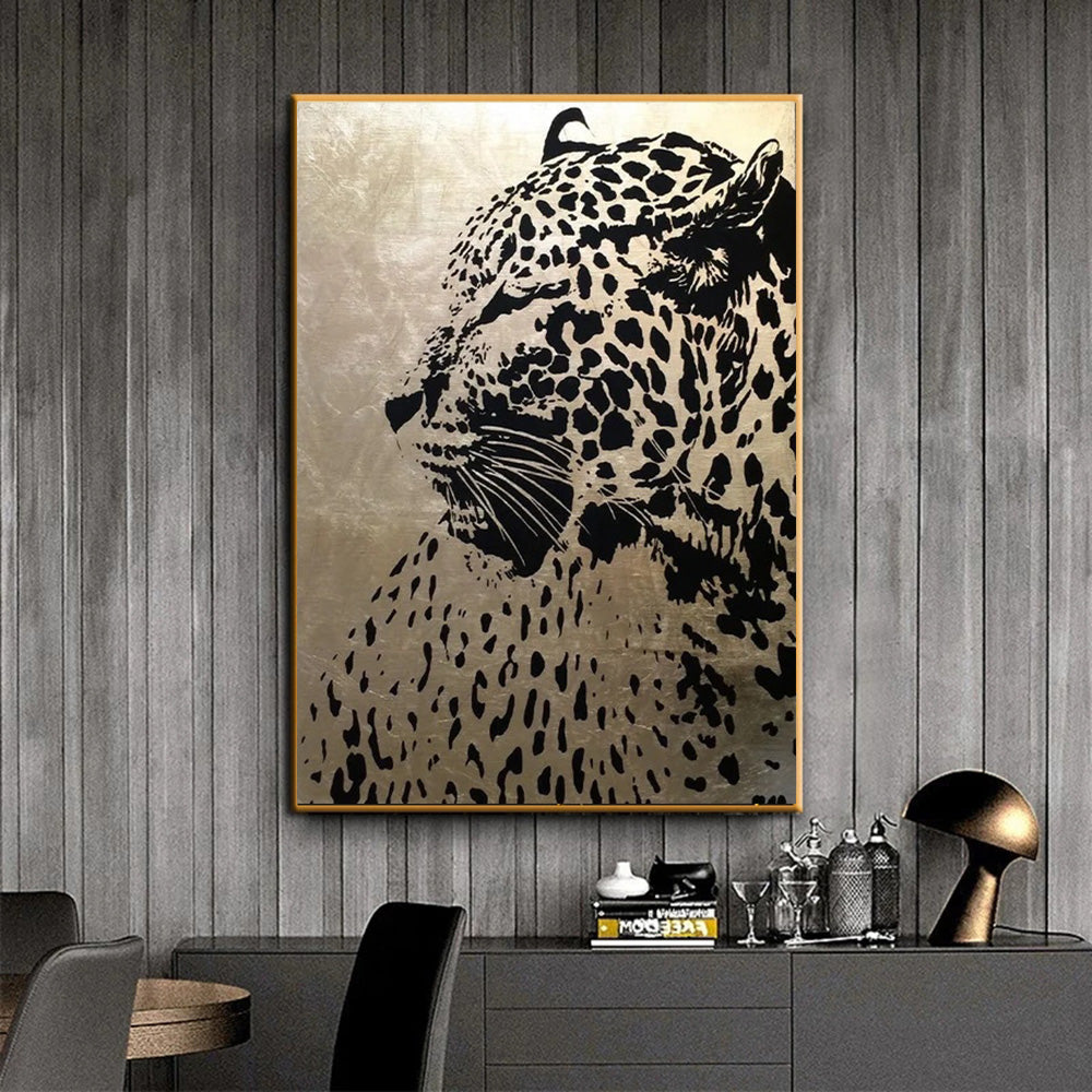Abstract Leopard Canvas Painting Wall Art Wildlife Animal Poster