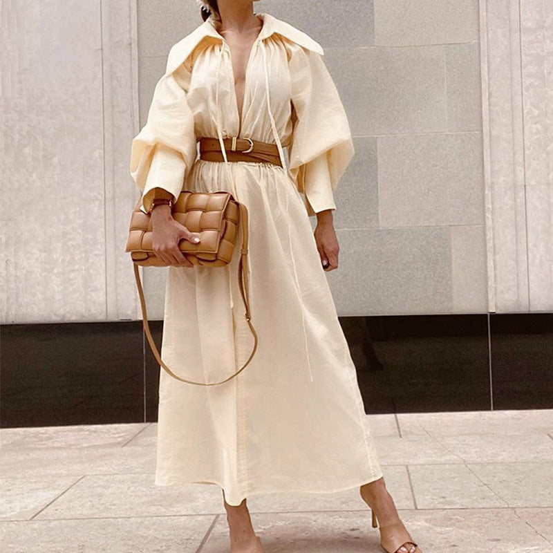 Women's Long Sleeve Loose Mid-length Dress