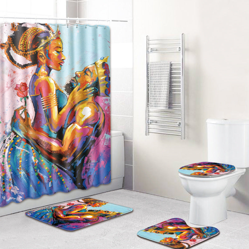 Anti-slip mat shower curtain combination