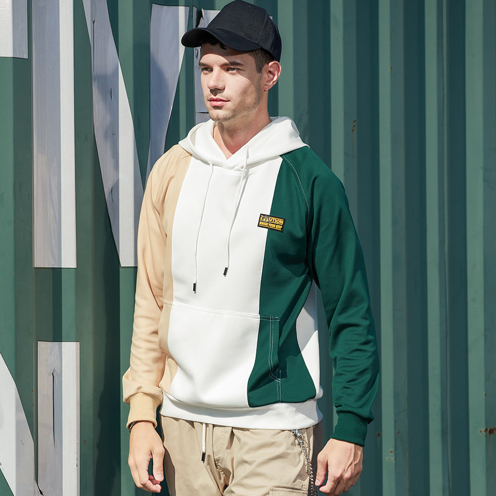 Fashion Cartoon Badge Hooded Sports Sweater Men