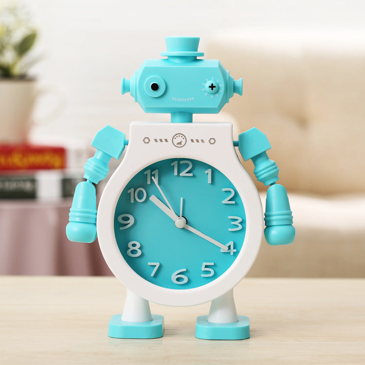 Creative Couple Robot Alarm Clock Stopwatch Student Bedroom Cartoon Clock Personality Battery Desk Clock