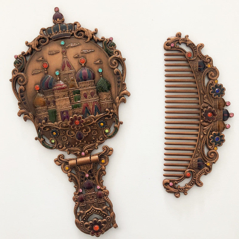 Mirror Foldable Mirror Comb Gift Box Set Makeup Mirror Handheld Portable Mirror