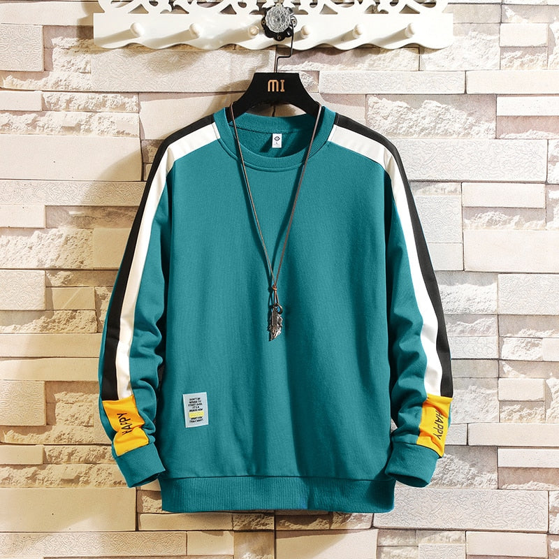 Men's color contrast stripe stitching sweater men