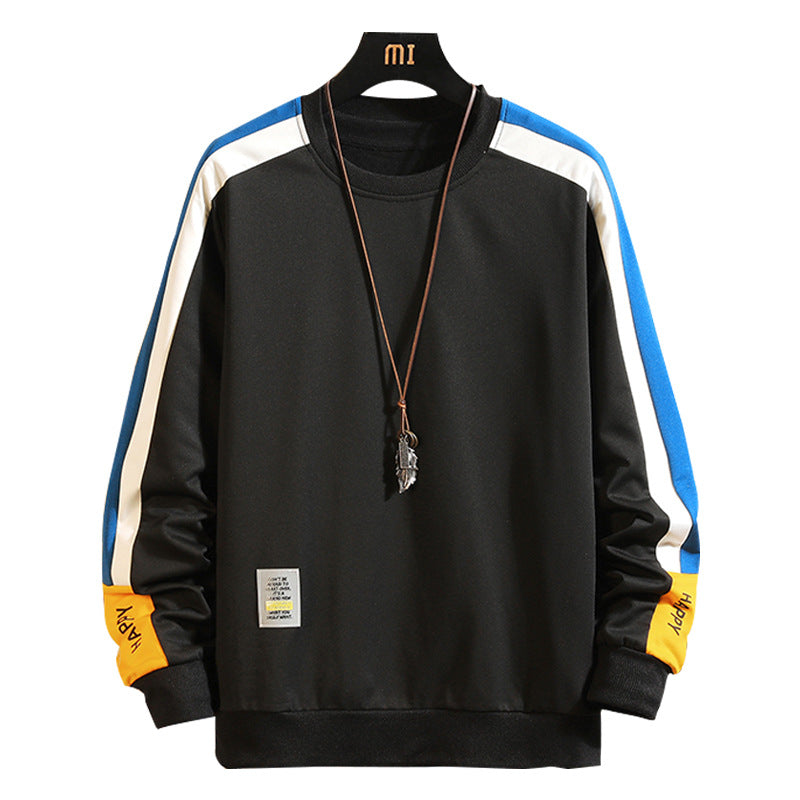 Men's color contrast stripe stitching sweater men