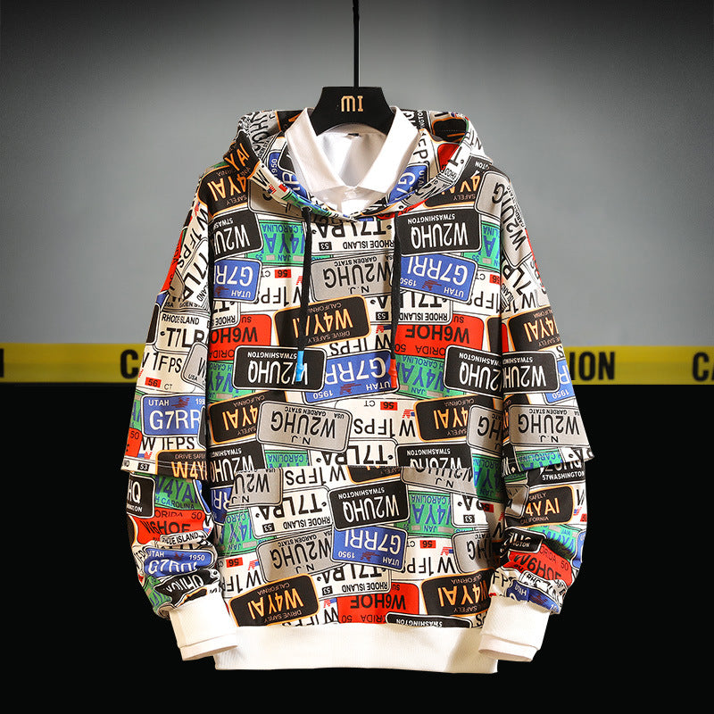 Men's fashion hip-hop sweater men fake two-piece long-sleeved sweater