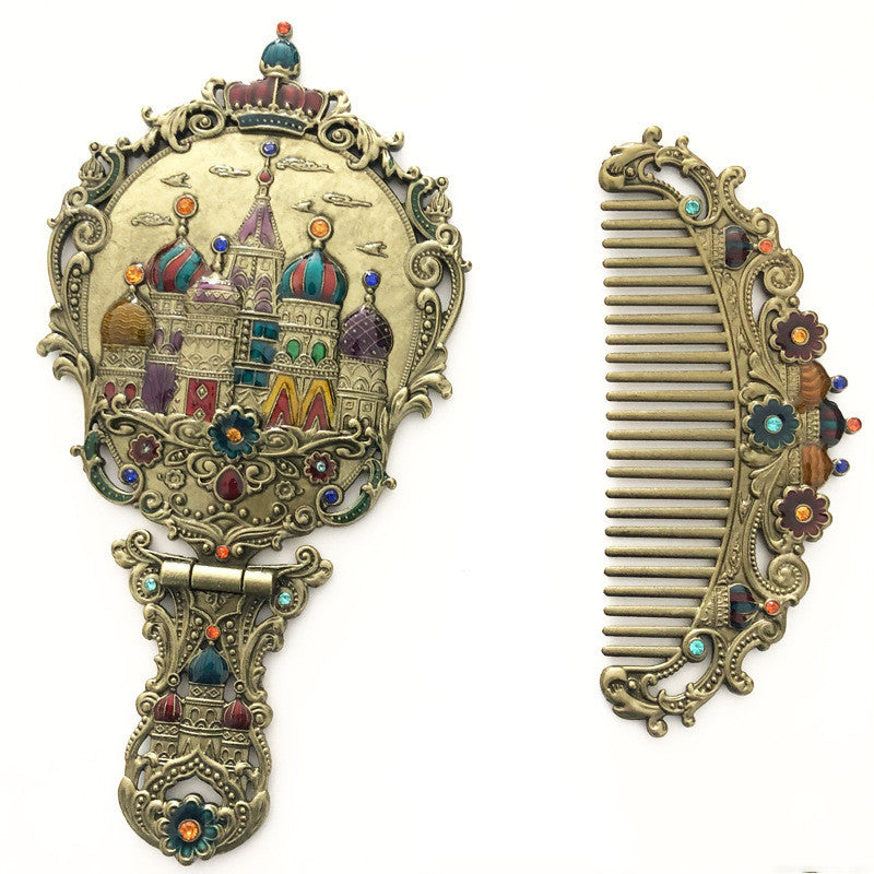 Mirror Foldable Mirror Comb Gift Box Set Makeup Mirror Handheld Portable Mirror