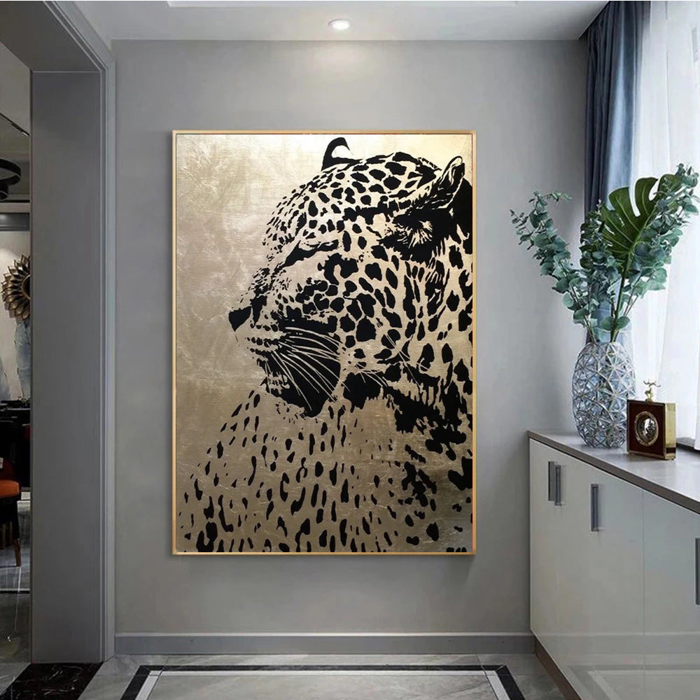 Abstract Leopard Canvas Painting Wall Art Wildlife Animal Poster