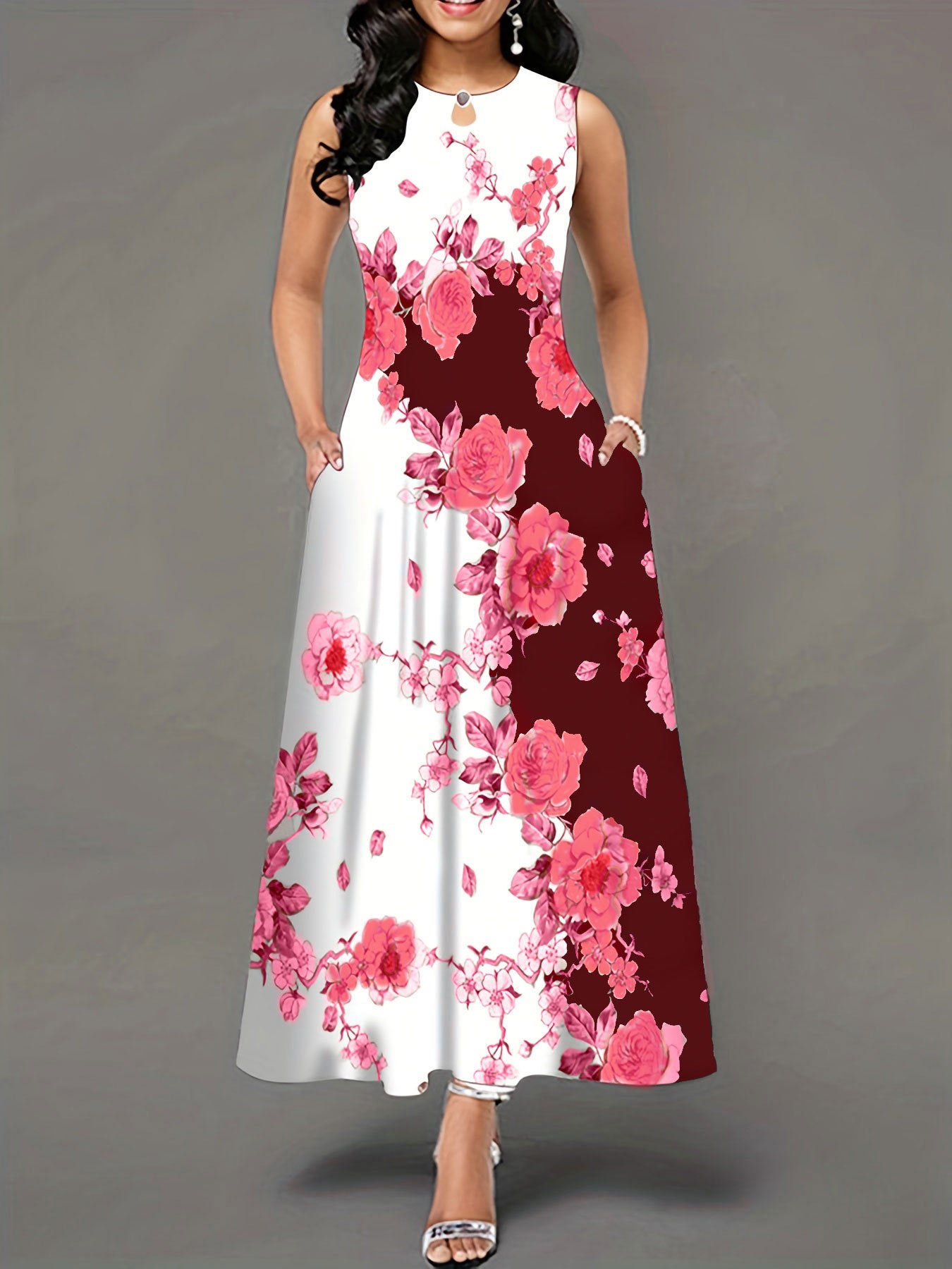 Fashion Round Neck Printed Dress