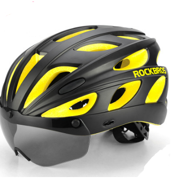 Bicycle with goggles helmet