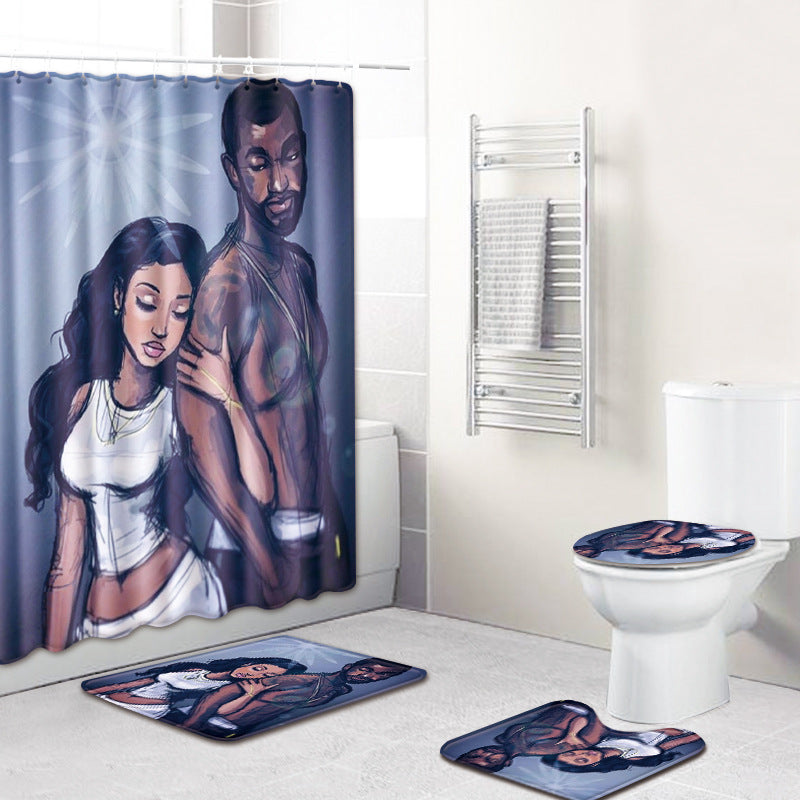 Anti-slip mat shower curtain combination