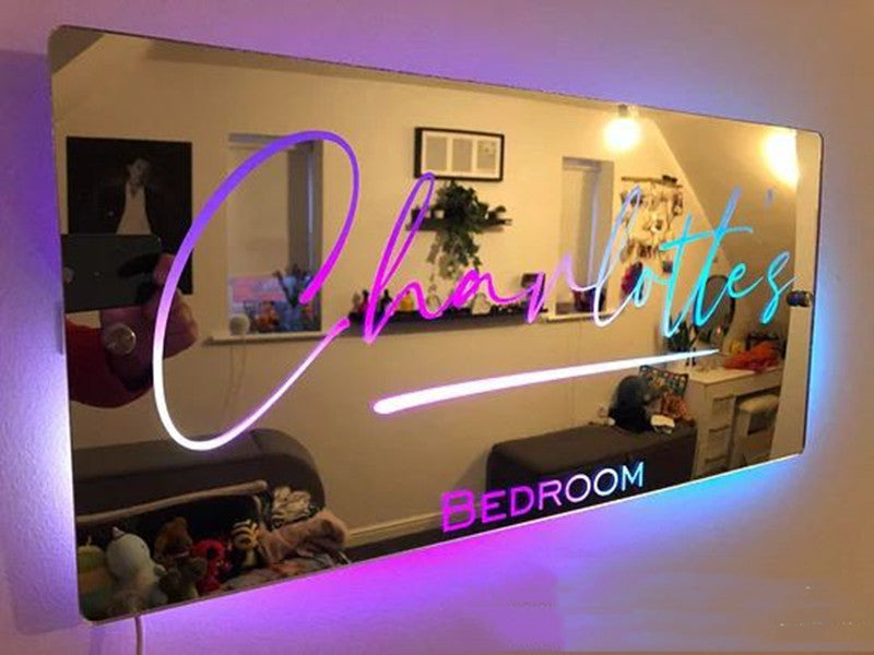 Personalized Name Mirror Light For Bedroom LED Light Up Mirror For Wall Custom Photo Christmas