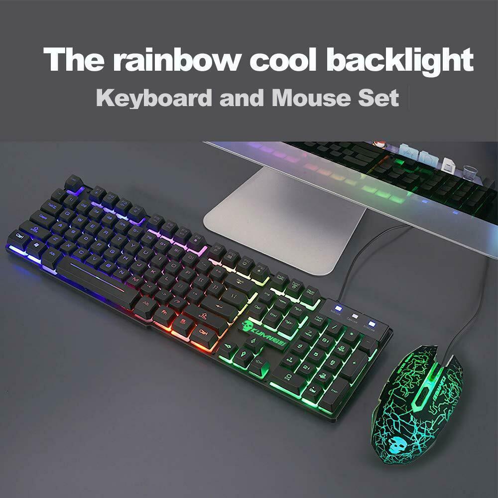 Wired Gaming Mechanical Feeling Keyboard LED Backlit And Gaming Mouse With Pad