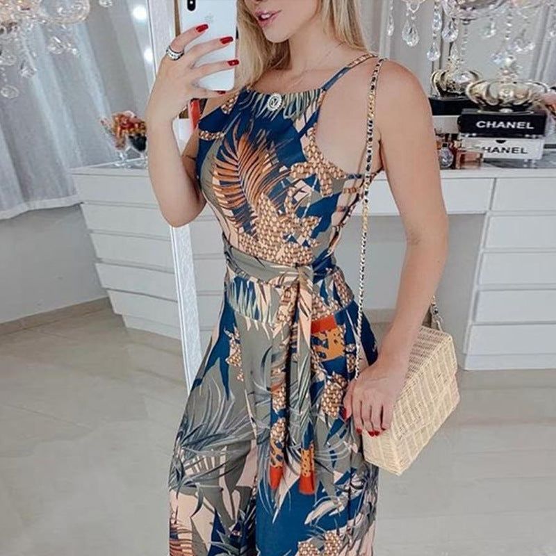 Women's Fashionable Retro Printed Jumpsuit