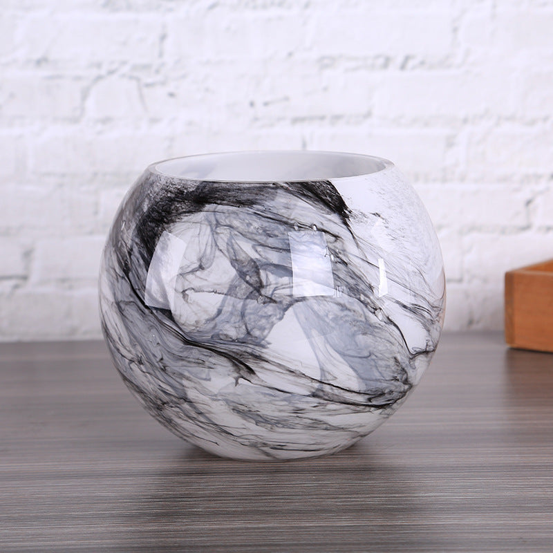 New Simple Marble Pattern Glass Vase Ornaments