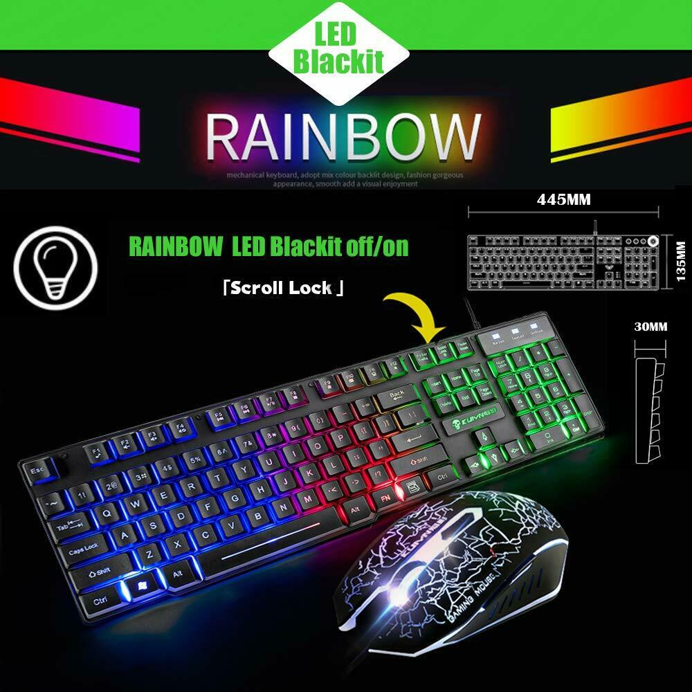 Wired Gaming Mechanical Feeling Keyboard LED Backlit And Gaming Mouse With Pad