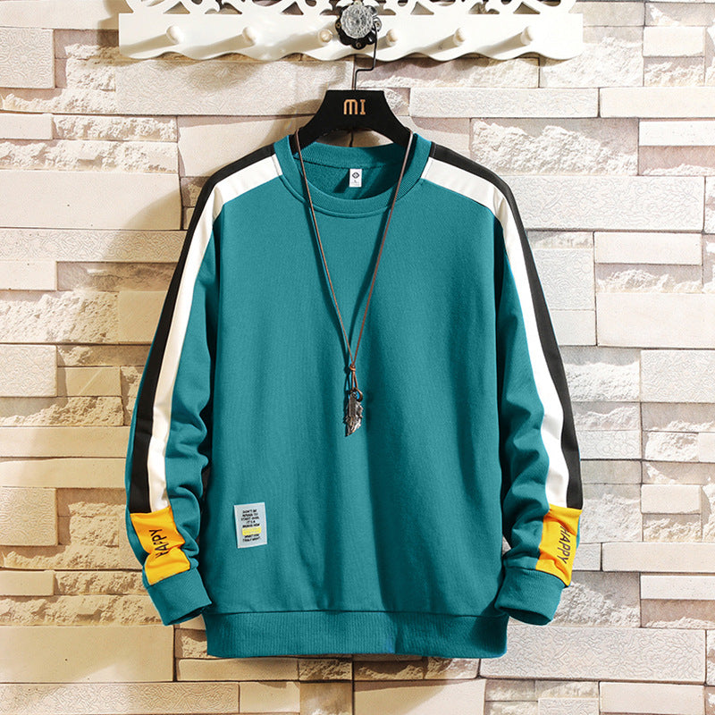 Men's color contrast stripe stitching sweater men