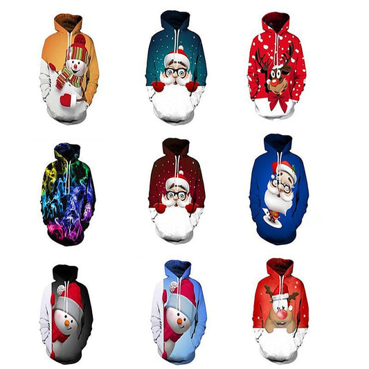 Pullover Sweater Print Casual With Hood