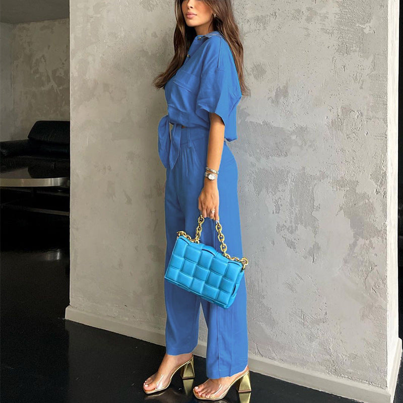 Women's Short Sleeve Loose Top Suit