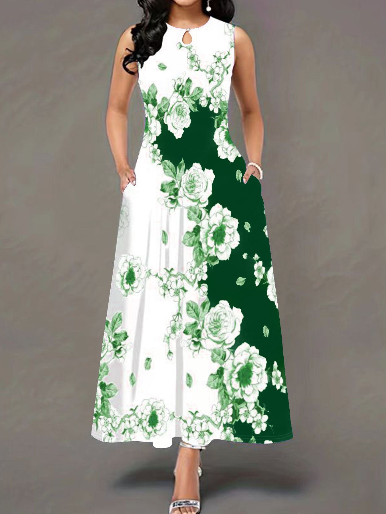 Fashion Round Neck Printed Dress