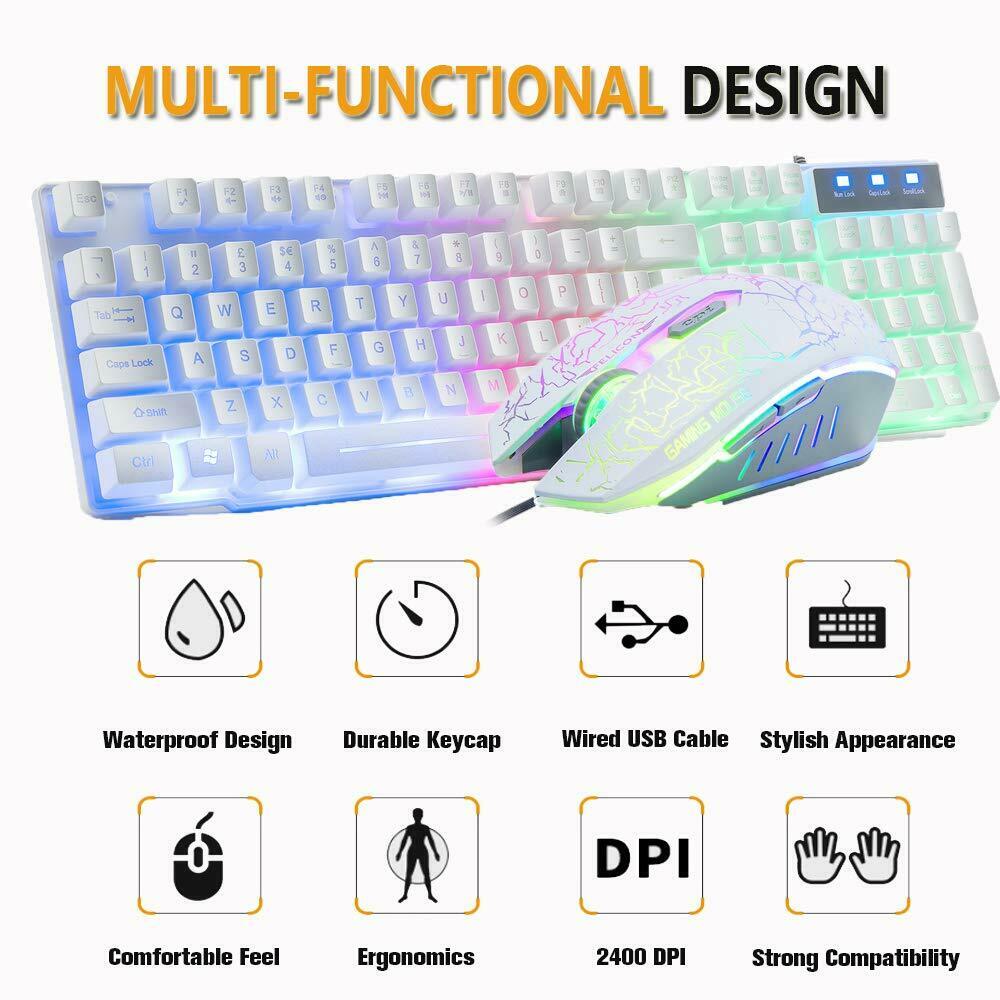 Wired Gaming Mechanical Feeling Keyboard LED Backlit And Gaming Mouse With Pad