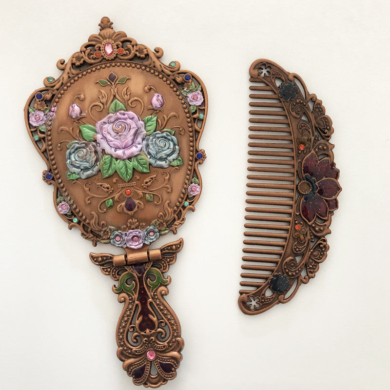 Mirror Foldable Mirror Comb Gift Box Set Makeup Mirror Handheld Portable Mirror