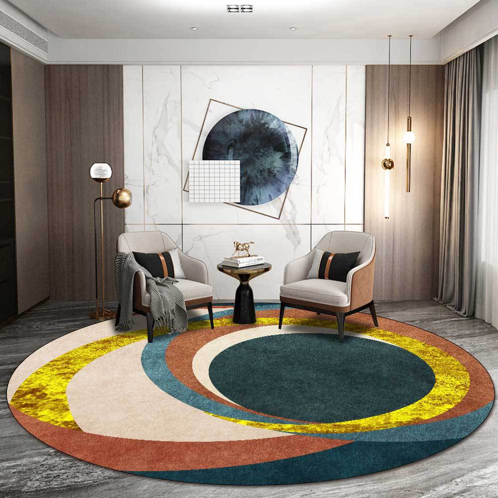 Nordic Green Kumquat Abstract Circle Living Room Bedroom Anti-slip Floor Mat Carpet