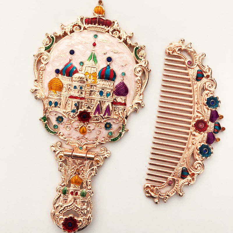 Mirror Foldable Mirror Comb Gift Box Set Makeup Mirror Handheld Portable Mirror