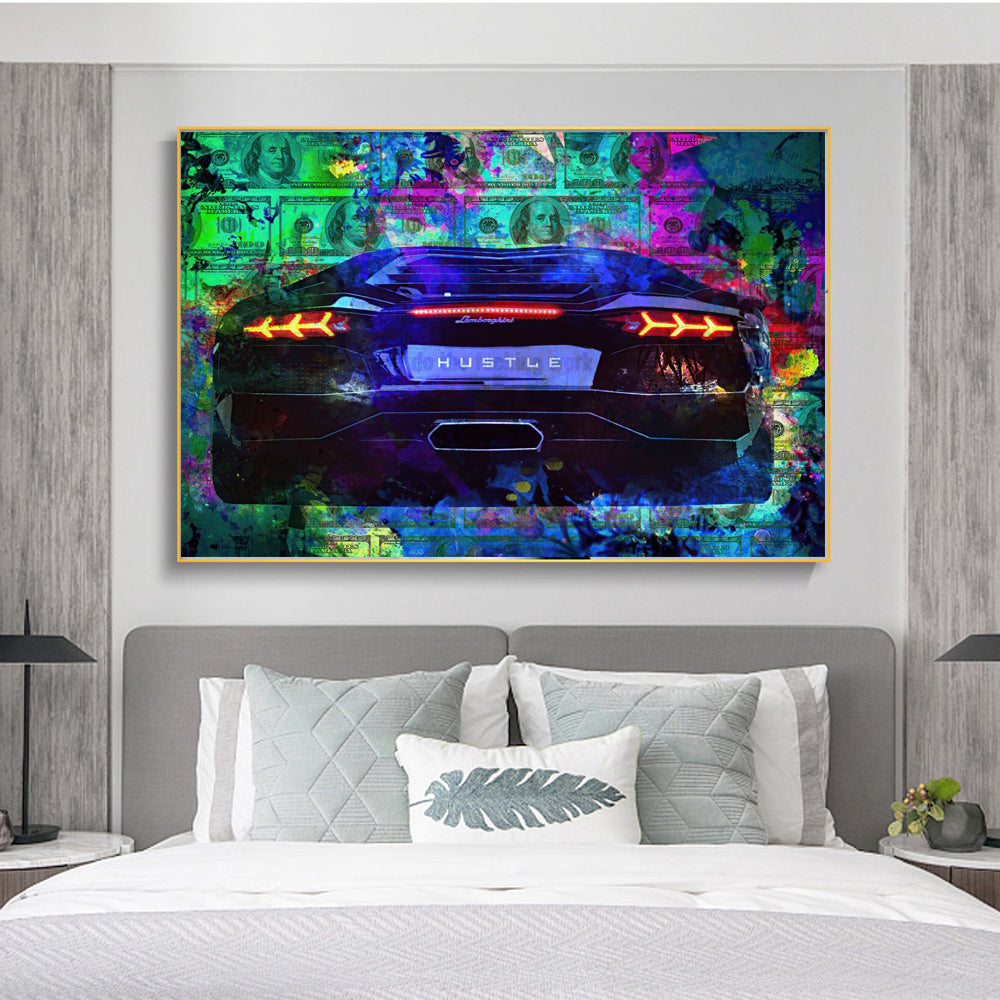 Abstract Canvas Print Modern Money Doodle Painting On Wall Art Picture