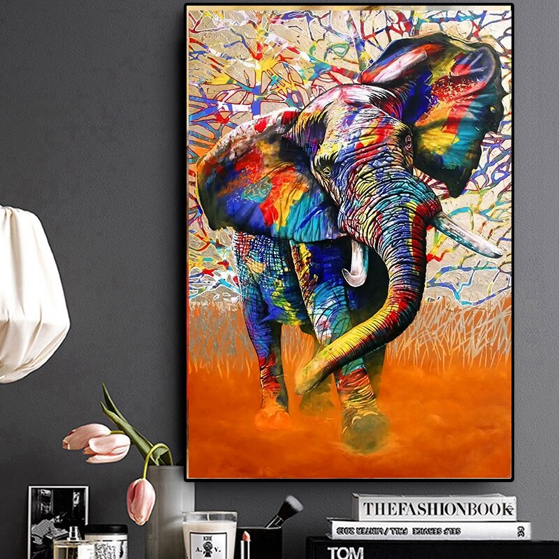 Abstract Watercolor Africa Elephant Wild Animal  Canvas Art Painting Posters and Prints Cuadros Wall Art Picture for Living Room