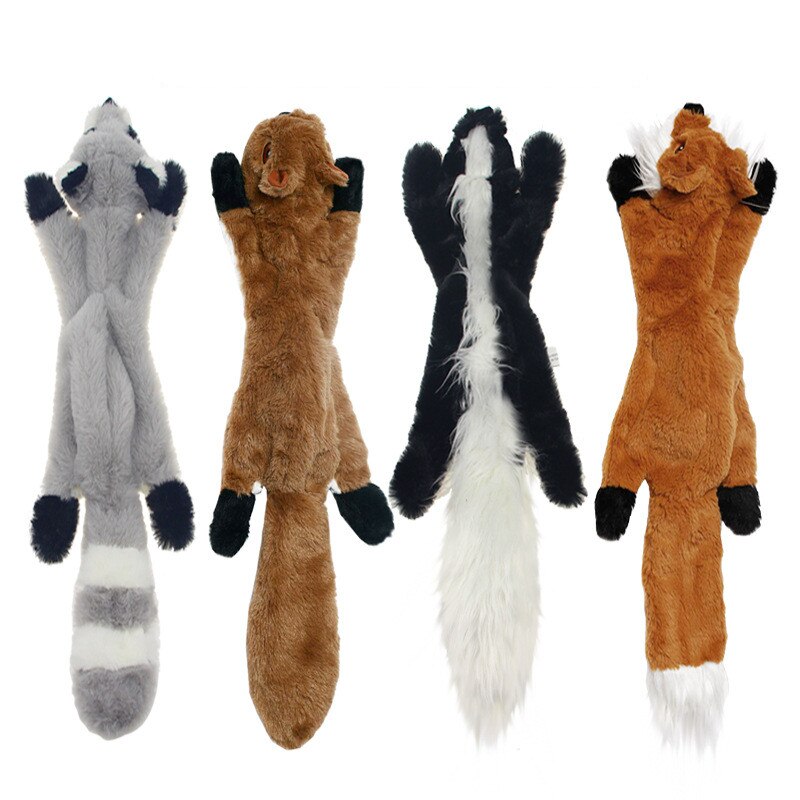 Plush Dog Chew Toys Pet Puppy Cleaning Teeth Toy Wolf Toys Stuffed Squeaky Animals Rabbit Honking Training Squirrel Pet Supplies