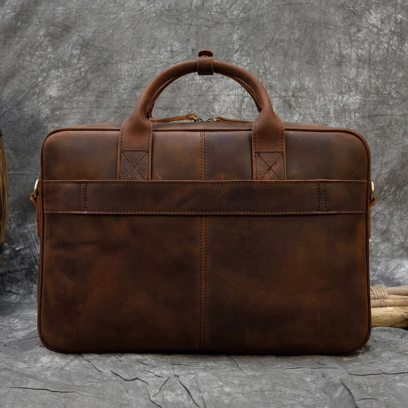 MAHEU Men Briefcase Genuine Leather Laptop Bag 15.6" PC Doctor Lawyer Computer Bag Cowhide Male Briefcase Cow Leather Men Bag