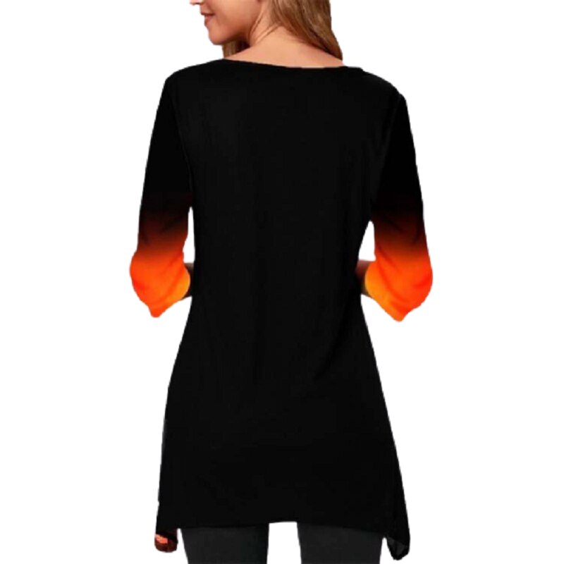 Plum blossom Floral Print Long T shirt Women New Plus Size Autumn Clothings 3XL 4XL 5XL Casual O-Neck Black T-shirt 3/4 Sleeve