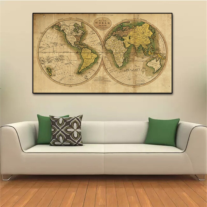 A Map Of The World Retro Old Pictures Canvas Paintings For Living Room Prints Home Art Wall Decoration Posters