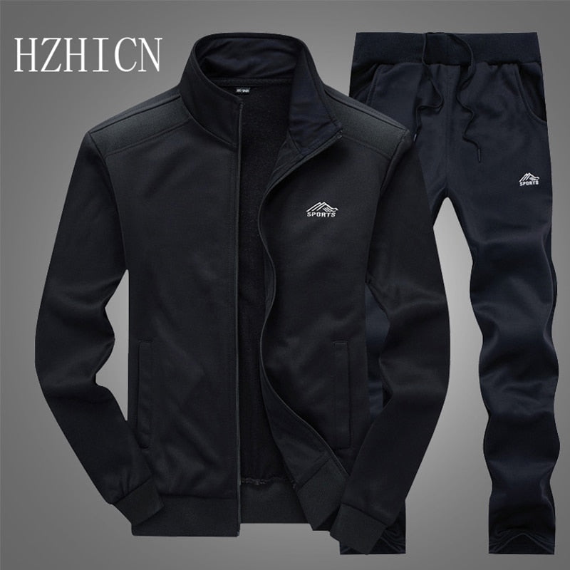 Tracksuits Men Polyester Sweatshirt Sporting Fleece Gyms Spring  Jacket Pants Casual Men's Track Suit Fashion Sportswear Fitness