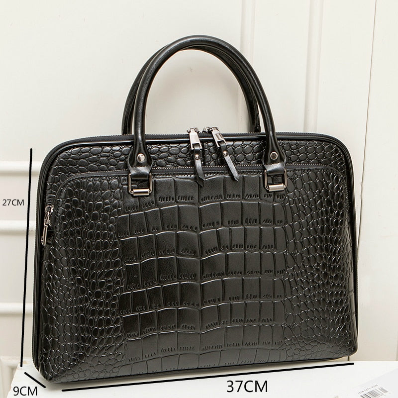 Fashion Women's PU Leather Briefcase For 13.3" 14.1 Inch Laptop Handbag Girls Shoulder Bags Woman Work Office Leather Handbags