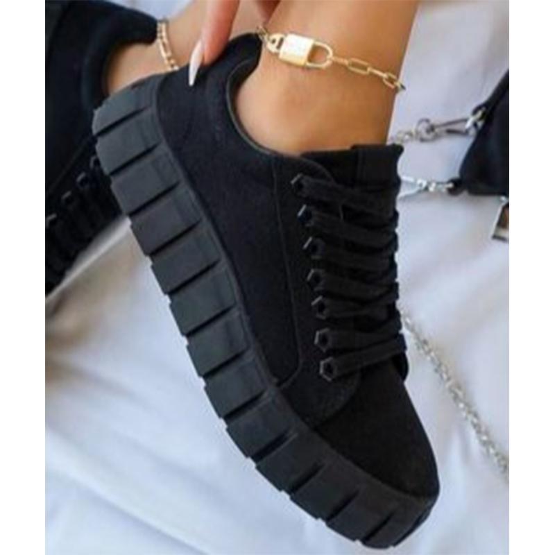 Summer Sneaker Women Shoes Flat Casual Thick Bottom Lace-Up Ladies Vulcanized Solid Color Multicolor Shallow Female Sneaker 2023