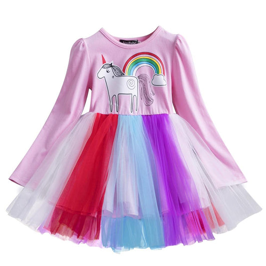 Kids Dresses For Girls Princess Costume Long Sleeve Sleeve Kids Dress Unicorn Party Girls Dresses Christmas Dress 3-8Y Vestido