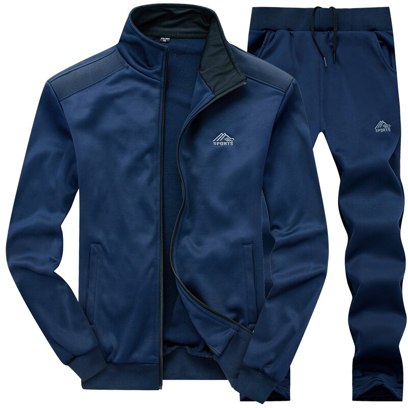 Tracksuits Men Polyester Sweatshirt Sporting Fleece Gyms Spring  Jacket Pants Casual Men's Track Suit Fashion Sportswear Fitness
