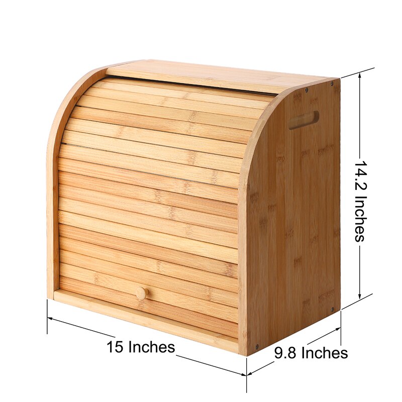 Storage Box Bamboo Bread Box Bins With Cutting Board Double Layers Food Containers Big Drawer Kitchen Organizer Home Accessories