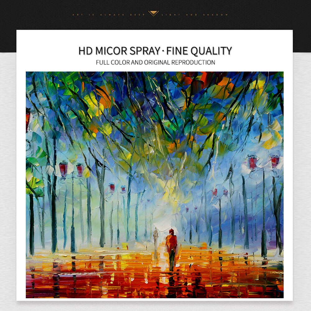 Street Under Street Light Abstract Oil Painting  Print On Canvas Nordic Poster Wall Art Picture For Living Room Home Decor