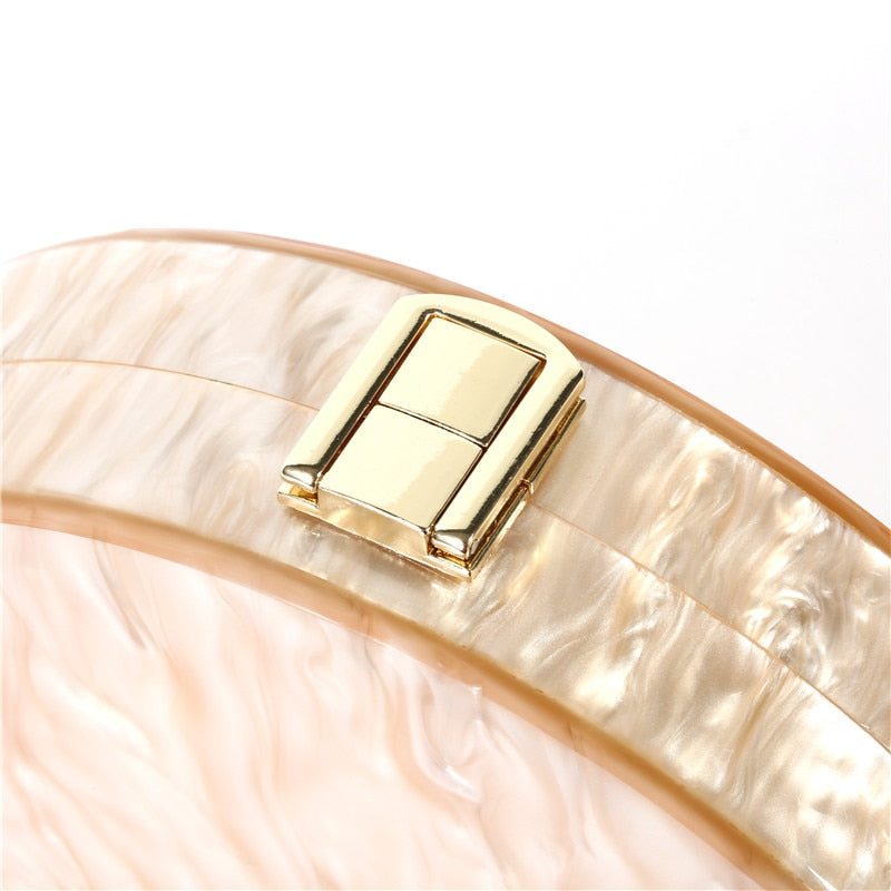 New Fashion Semicircle Wallet Women Messenger Acrylic Beige Solid Dinner Handbags Woman Evening Bags Trendy Party Clutch Purse