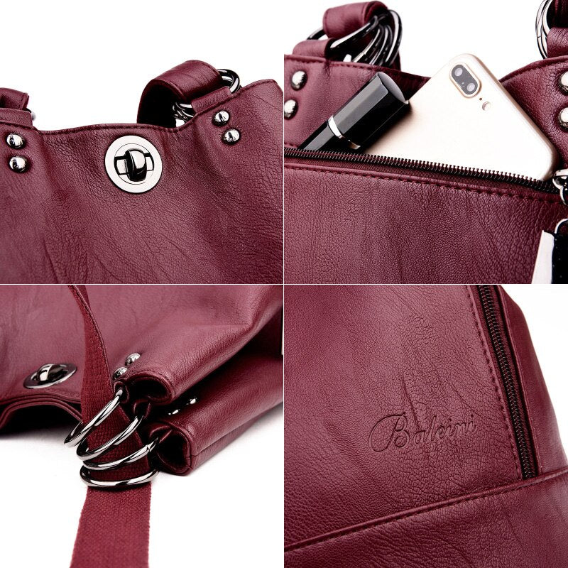 2020 Women Leather Backpacks Multifunction Women Vintage Shoulder Bag Ladies Rucksack large capacity Travel Bag Sac a Dos Preppy