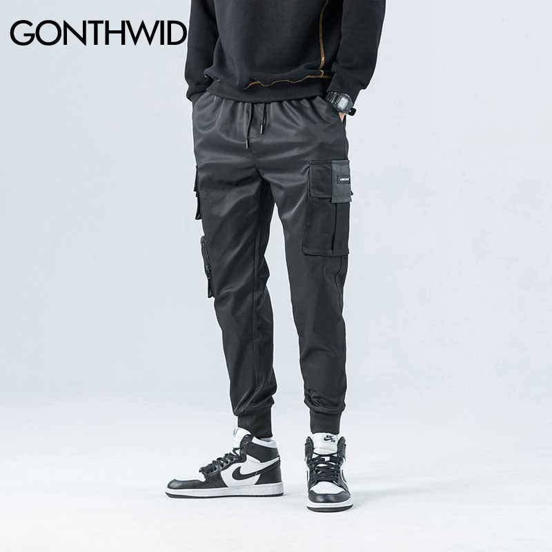 Gonthwid Side Rits Zakken Cargo Harem Joggers Broek Mannen 2023 Hip Hop Casual Harajuku Streetwear Sweatpant Broek Mannelijke Broek