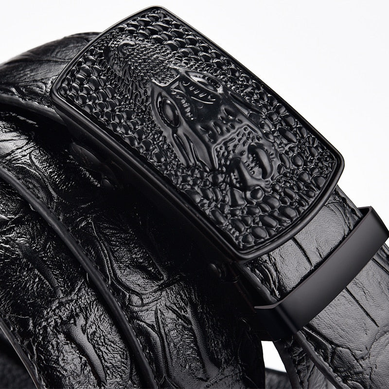 Belt men's leather automatic buckle business casual High-quality crocodile pattern leather belt with automatic dropshipping
