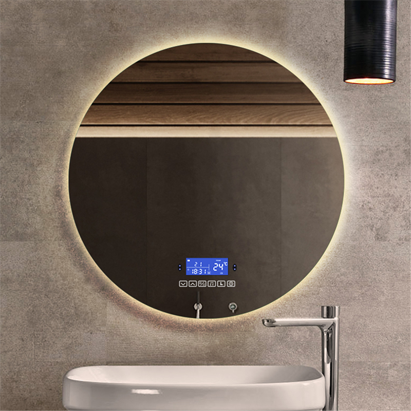 Dimmable LED Smart Round Wall Mounted Bathroom With Body Induction Anti-Fog Bluetooth Backlit Light Vanity Mirror