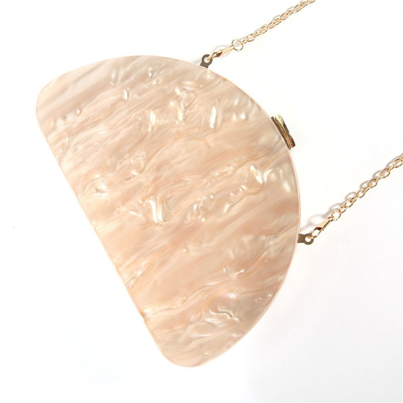 New Fashion Semicircle Wallet Women Messenger Acrylic Beige Solid Dinner Handbags Woman Evening Bags Trendy Party Clutch Purse