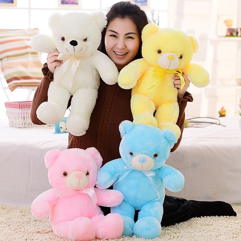 Luminous 30/50/80cm Creative Light Up LED Teddy Bear Stuffed Animal Plush Toy Colorful Glowing Teddy Bear Christmas Gift for Kid