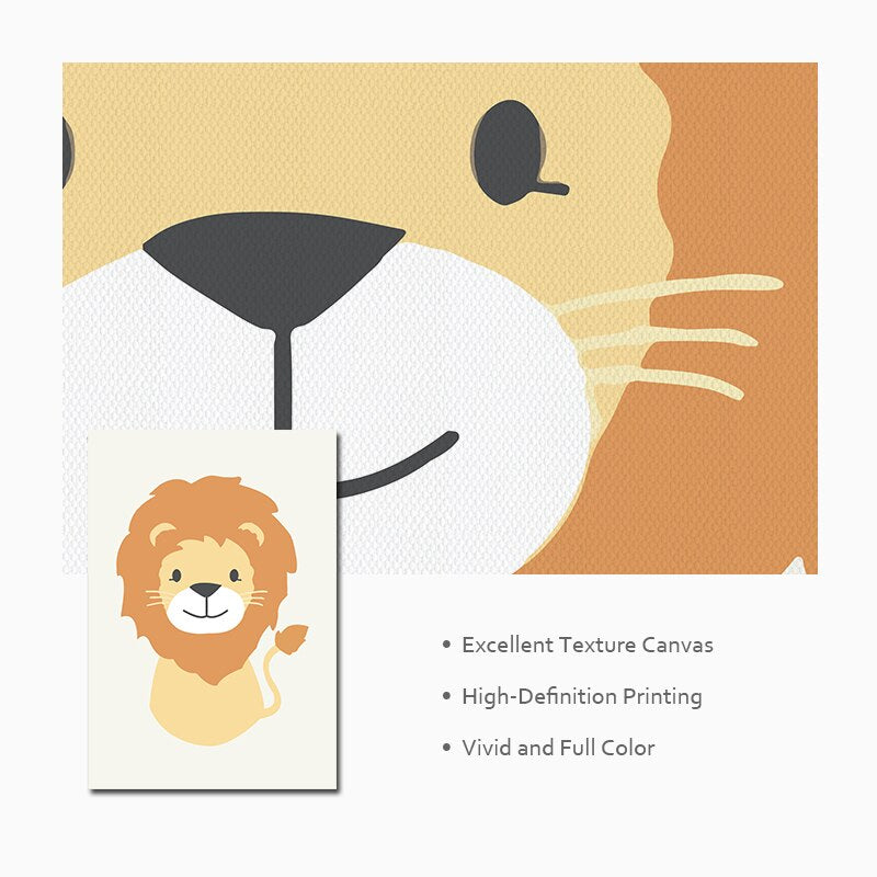 Lovely Tiger Lion Nursery Wall Art Canvas Painting Nordic Poster Animal Print Decorative Pictures Kids Baby Bedroom Decoration